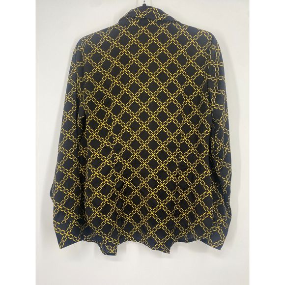 Michael by Michael Kors Women's Black and Gold Chain print Blouse Shirt Sz 6 - Picture 2 of 11